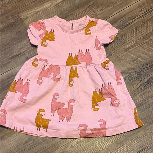Adorable Pink Llama Print Baby Dress - Picture 1 of 3